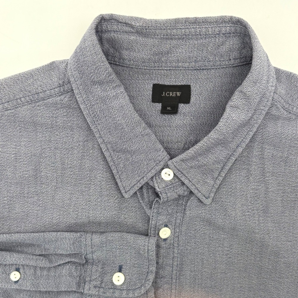 J.Crew Button Down Men XL Blue B8337 Cotton Textured Slub Long Sleeve Shirt